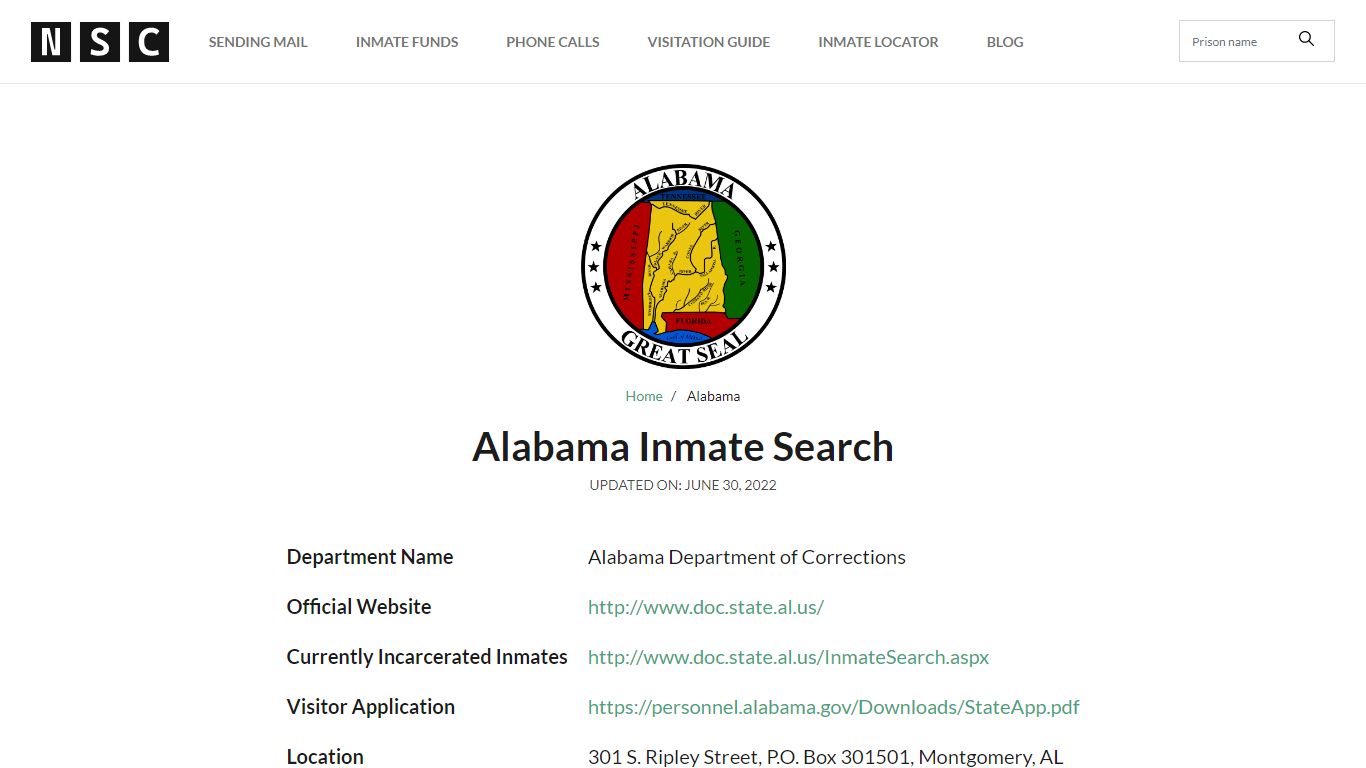Alabama Inmate Search – Alabama Department of Corrections ...